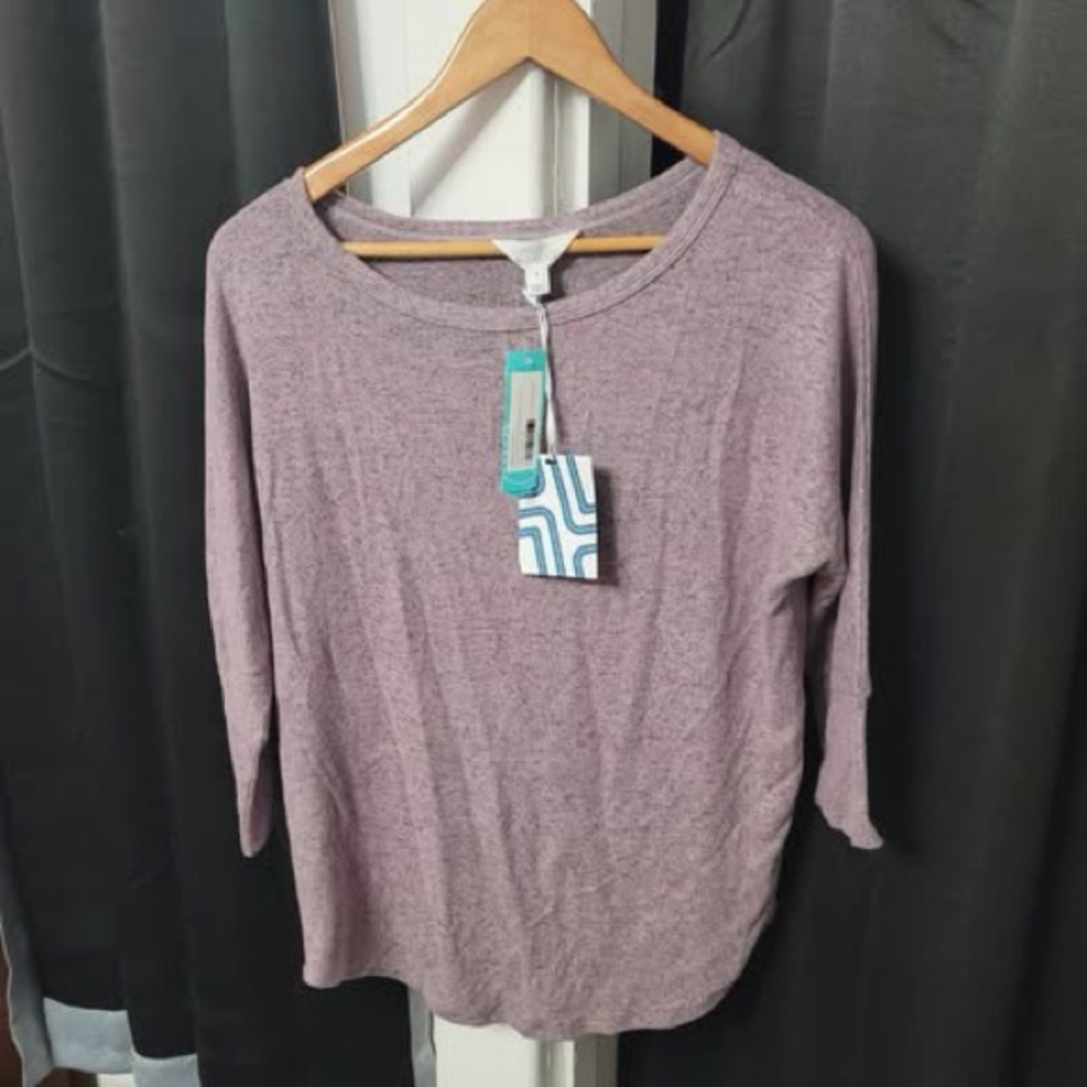 NWT Stitch Fix Women’s Heathered Mauve Long Sleeve Scoop Neck Top